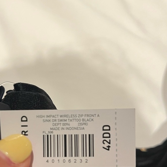 NWT Torrid Active High Impact Wireless Zip Front Tattoo Print Sports Bra 42DD - Picture 4 of 5